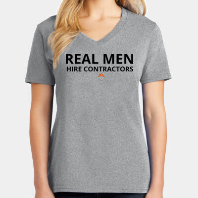 VCT Real Men Hire Contractors - Ladies Core Cotton V Neck Tee Thumbnail