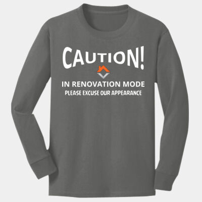 VVT Caution in renovation mode  - Youth Long Sleeve Core Cotton Tee Thumbnail
