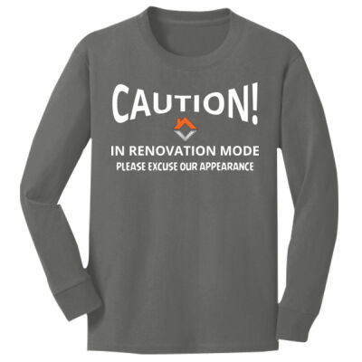 VVT Caution in renovation mode  - Youth Long Sleeve Core Cotton Tee Thumbnail