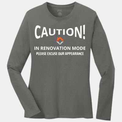 VVT Caution in renovation mode  - Ladies Long Sleeve Core Cotton Tee Thumbnail