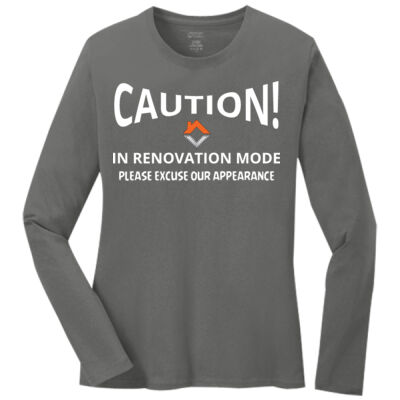 VVT Caution in renovation mode  - Ladies Long Sleeve Core Cotton Tee Thumbnail