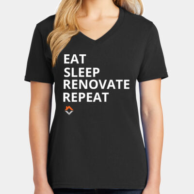 Eat Sleep Renovate Repeat - Ladies Core Cotton V Neck Tee Thumbnail