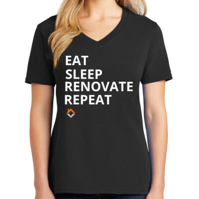 Eat Sleep Renovate Repeat - Ladies Core Cotton V Neck Tee Thumbnail