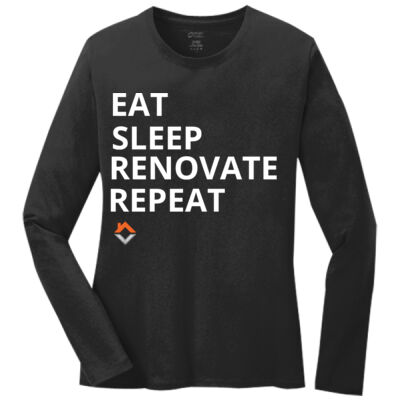 Eat Sleep Renovate Repeat - Ladies Long Sleeve Core Cotton Tee Thumbnail