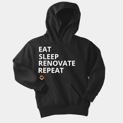 Eat Sleep Renovate Repeat - Youth Core Fleece Pullover Hooded Sweatshirt Thumbnail