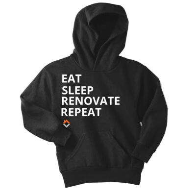 Eat Sleep Renovate Repeat - Youth Core Fleece Pullover Hooded Sweatshirt Thumbnail