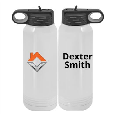 VCT Personalized  - Custom 30 oz. White Stainless Steel Vacuum Insulated Water Bottle Thumbnail