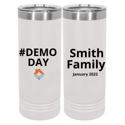 VCT Demo Day Personalized  - 20 oz Stainless White Skinny Tumbler with Stainless Straw and Lid Thumbnail