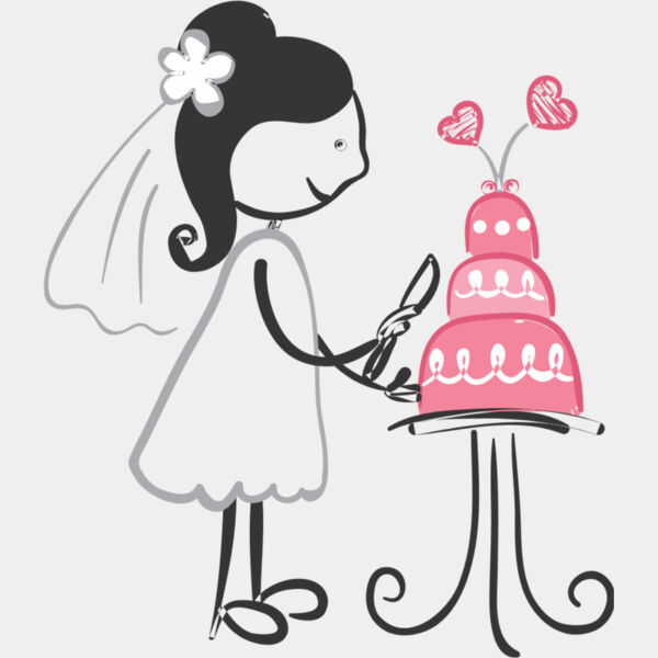Cartoon Wedding Bride Cutting Cake 1 Thumbnail